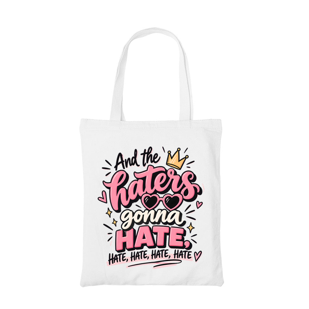 taylor swift haters gonna hate tote bag cotton printed music band buy online united states usa the banyan tee tbt men women girls boys unisex  
