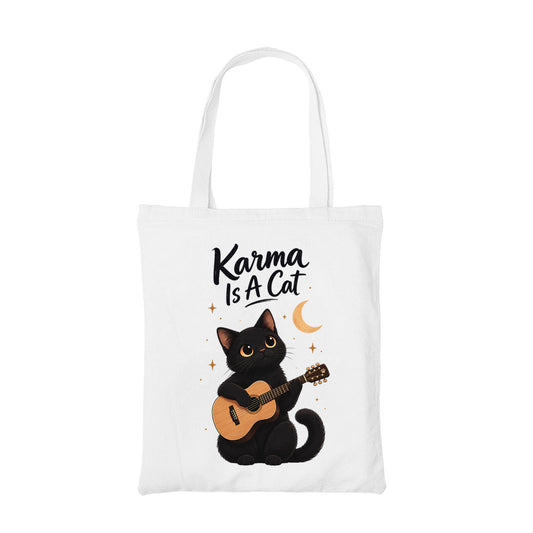 taylor swift karma cat tote bag cotton printed music band buy online united states usa the banyan tee tbt men women girls boys unisex  