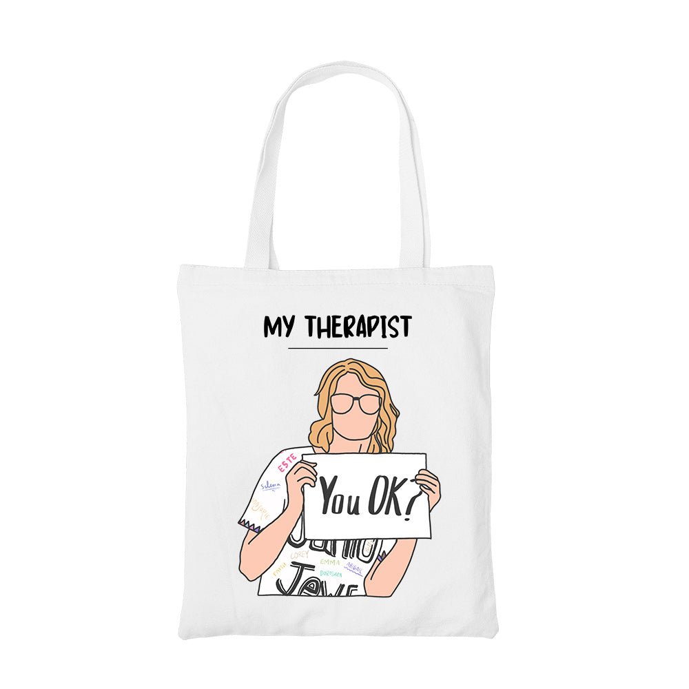 taylor swift my therapist tote bag cotton printed music band buy online united states usa the banyan tee tbt men women girls boys unisex