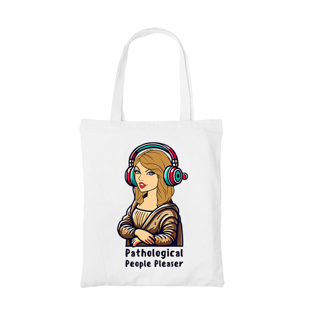 taylor swift pathological people pleaser tote bag cotton printed music band buy online united states usa the banyan tee tbt men women girls boys unisex