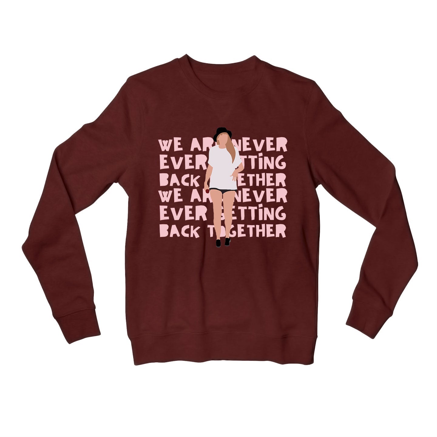 taylor swift getting back together sweatshirt upper winterwear music band buy online united states usa the banyan tee tbt men women girls boys unisex maroon