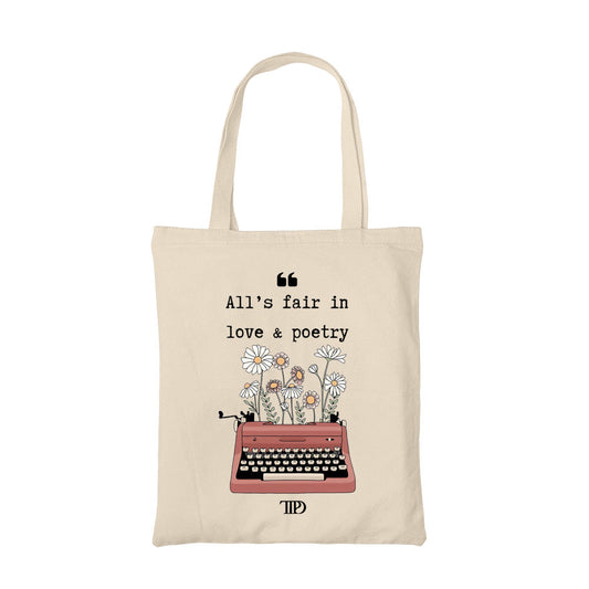 taylor swift love & poetry tote bag hand printed cotton women men unisex