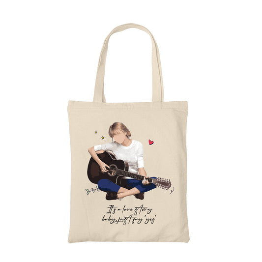 taylor swift love story tote bag hand printed cotton women men unisex