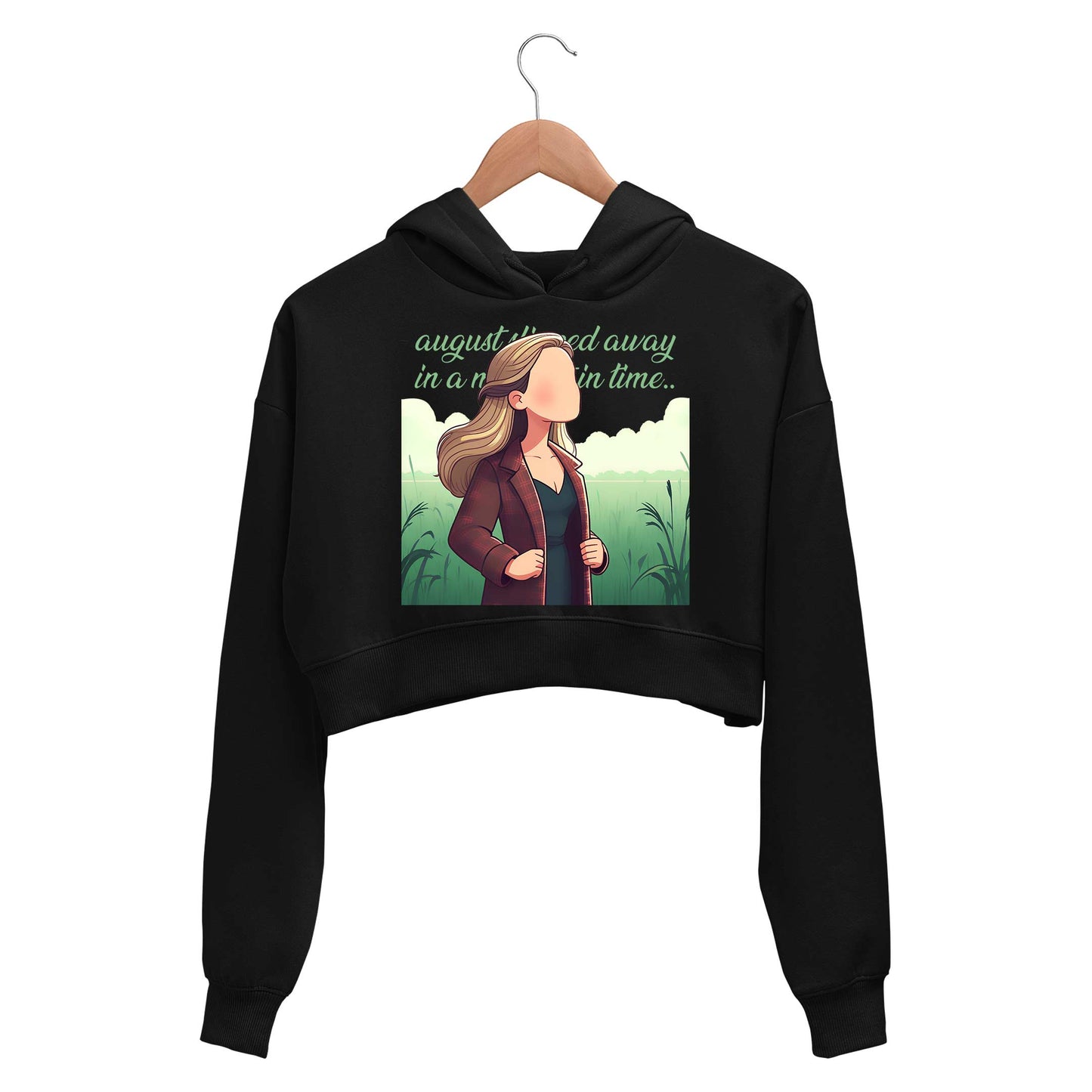 taylor swift august crop hoodie hooded sweatshirt upper winterwear music band buy online india the banyan tee tbt men women girls boys unisex black