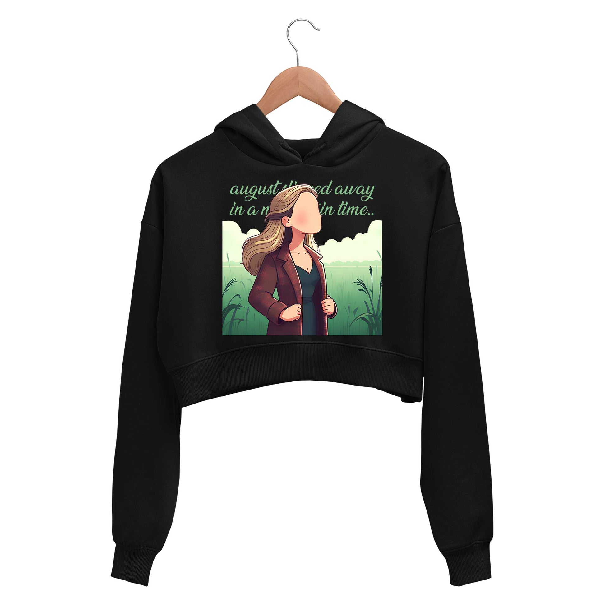 taylor swift august crop hoodie hooded sweatshirt upper winterwear music band buy online india the banyan tee tbt men women girls boys unisex black