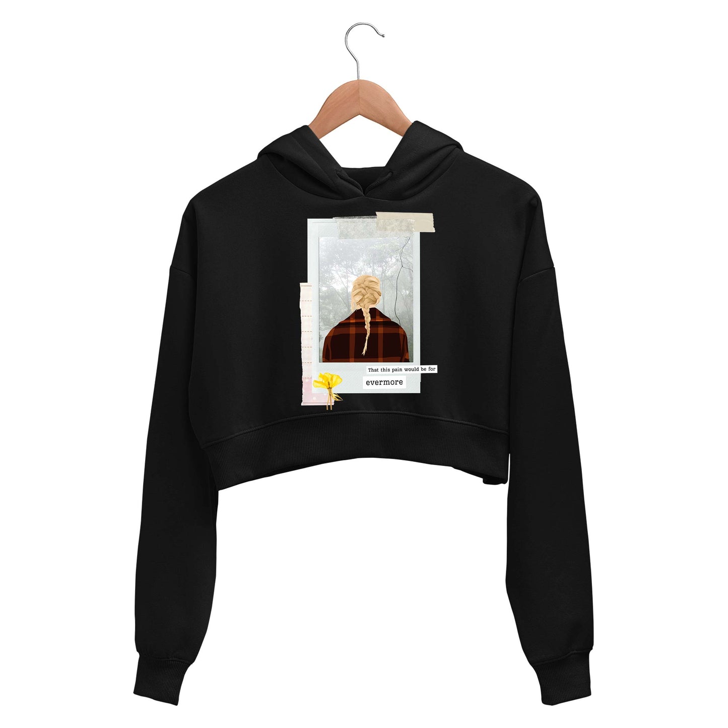 taylor swift evermore crop hoodie hooded sweatshirt upper winterwear music band buy online india the banyan tee tbt men women girls boys unisex black