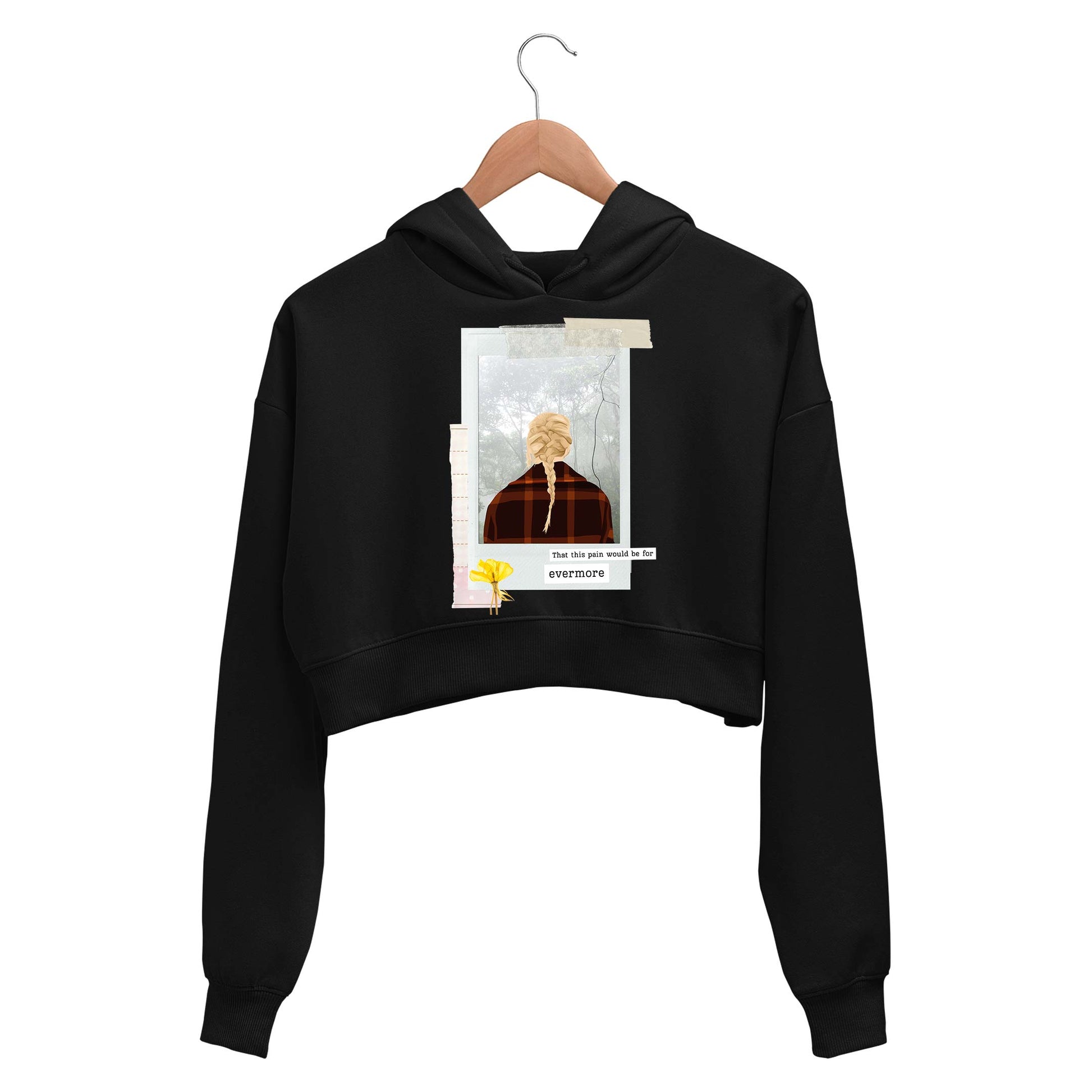 taylor swift evermore crop hoodie hooded sweatshirt upper winterwear music band buy online india the banyan tee tbt men women girls boys unisex black