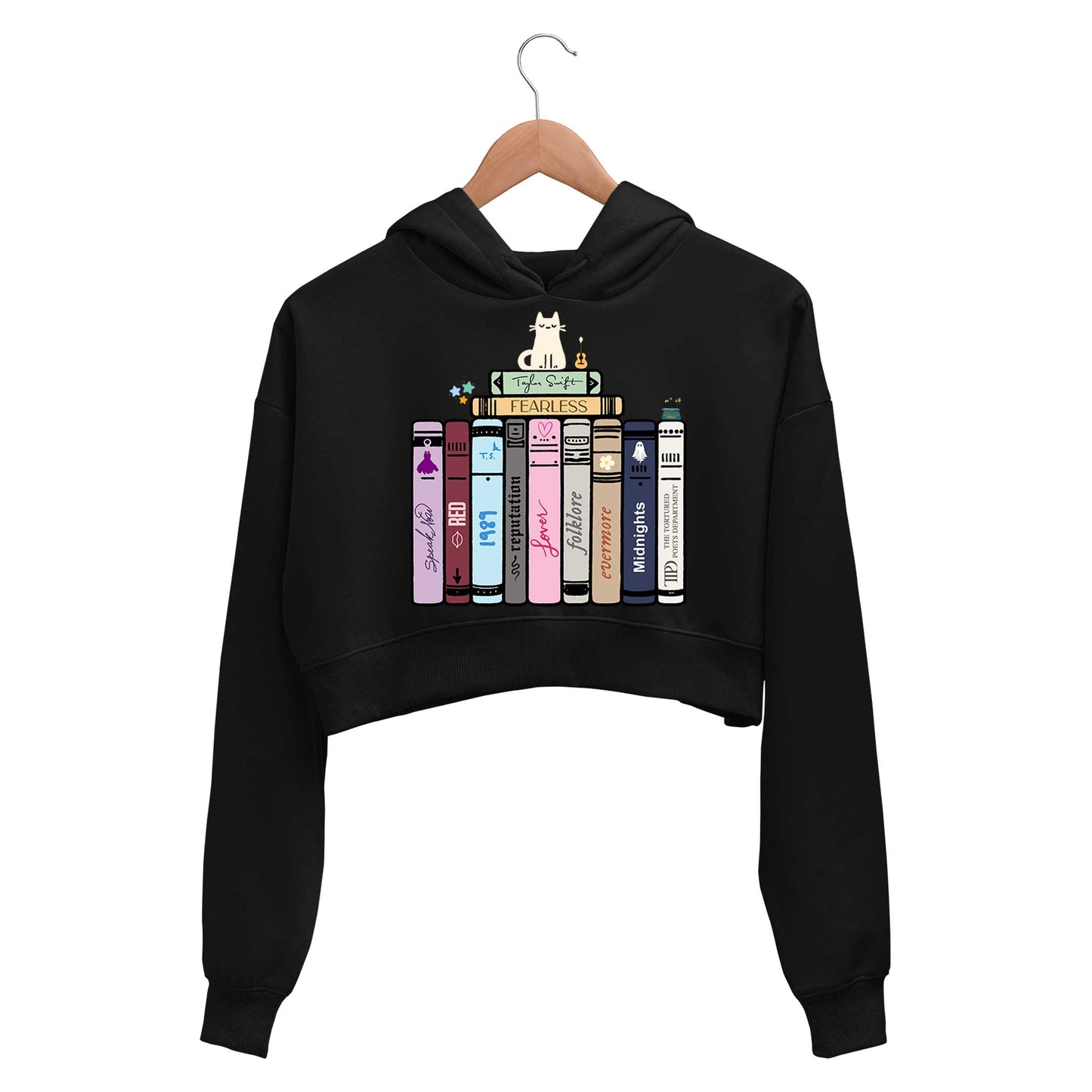 taylor swift tay's songbooks crop hoodie hooded sweatshirt upper winterwear music band buy online india the banyan tee tbt men women girls boys unisex black