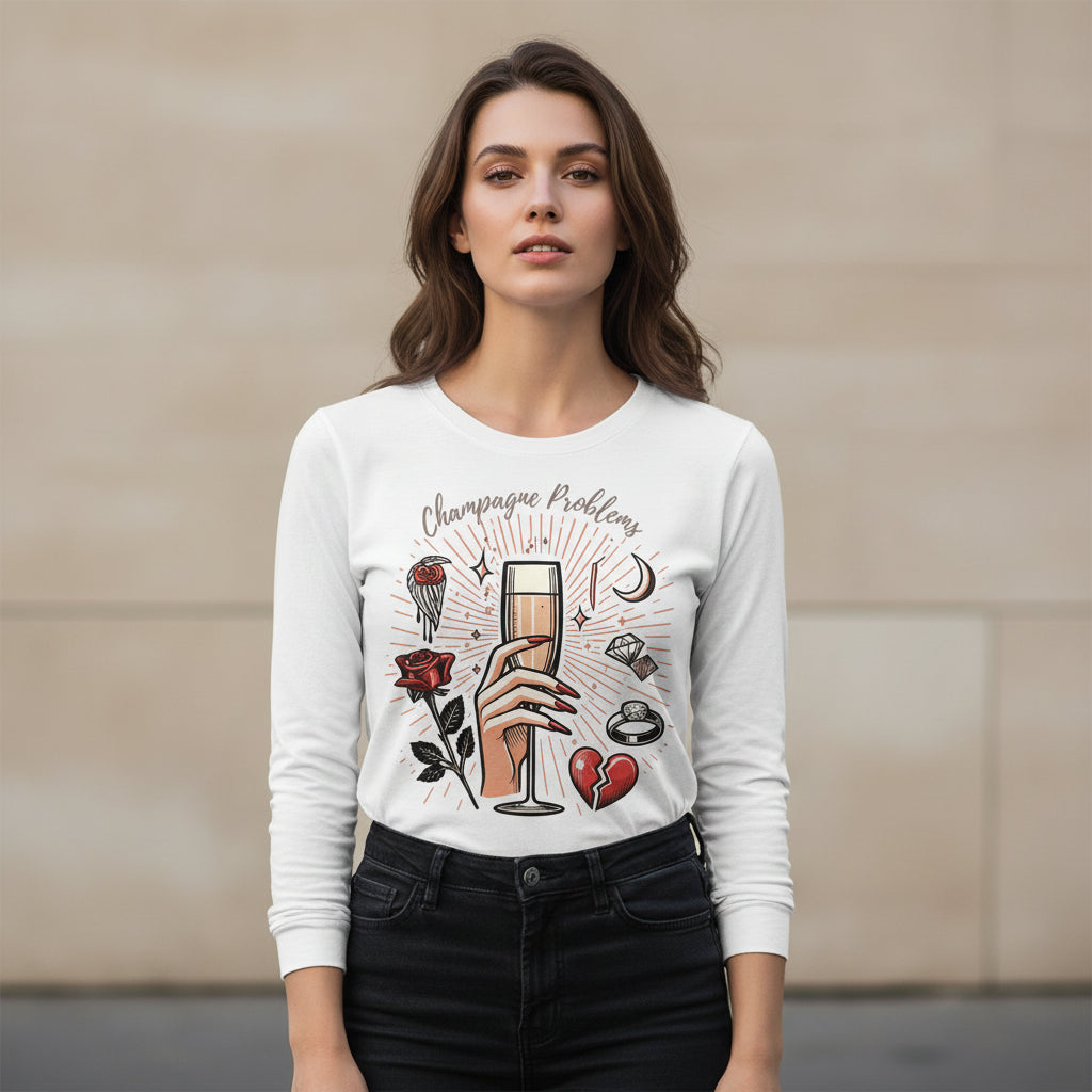 taylor swift champagne problems full sleeves long sleeves music band buy online india the banyan tee tbt men women girls boys unisex white