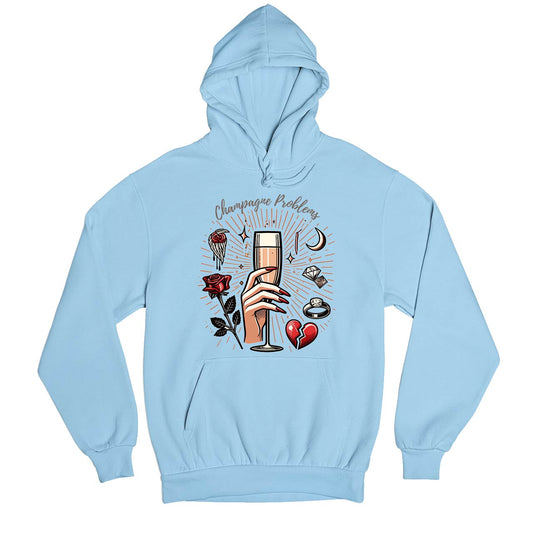 taylor swift champagne problems hoodie hooded sweatshirt winterwear music band buy online united states usa the banyan tee tbt men women girls boys unisex baby blue