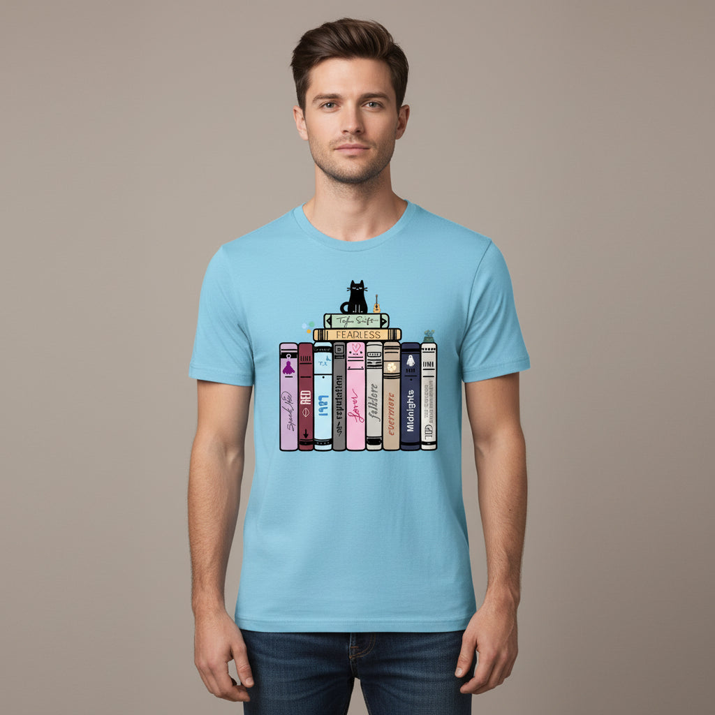 taylor swift tay's songbooks t-shirt music band buy online united states of america usa the banyan tee tbt men women girls boys unisex sky blue