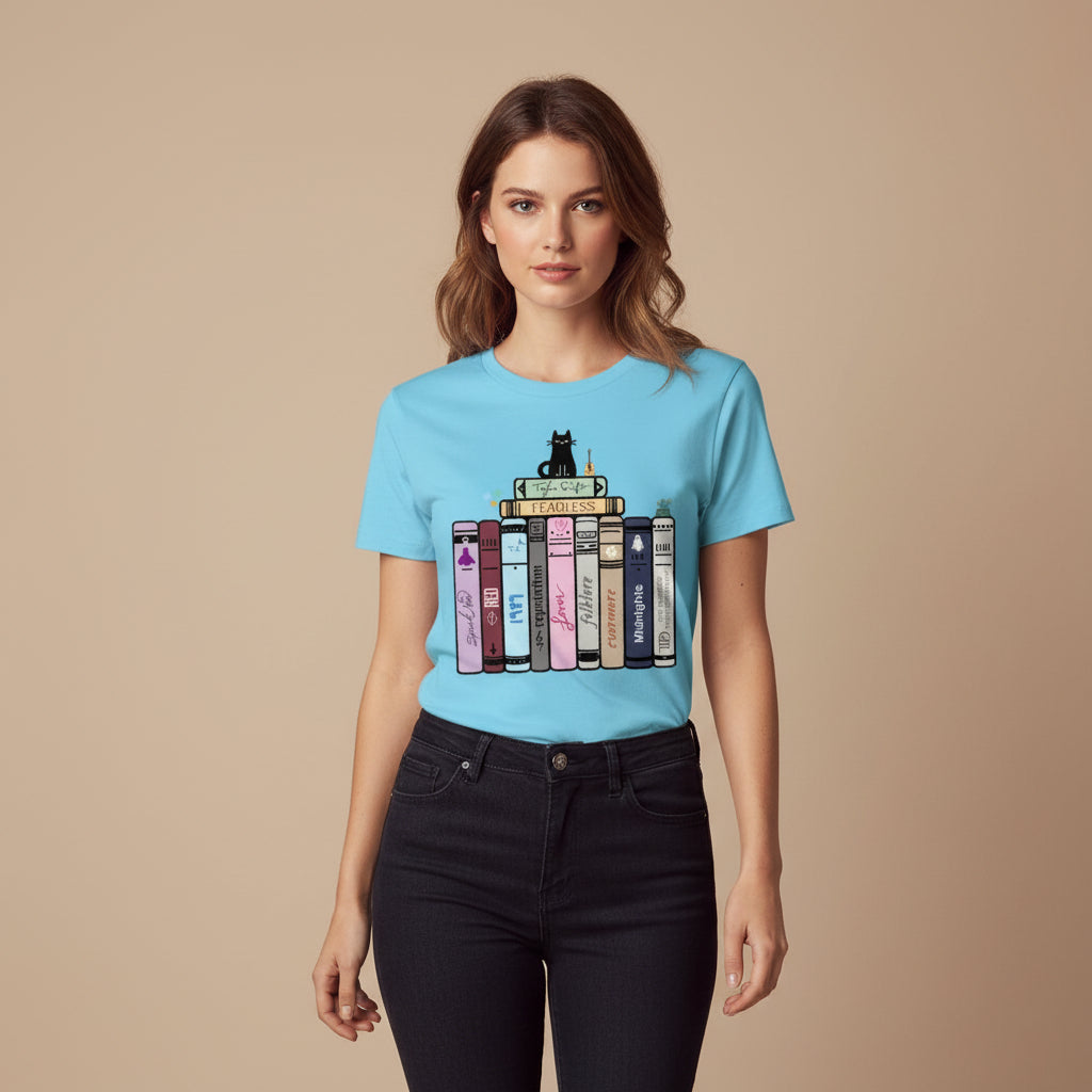 taylor swift tay's songbooks t-shirt music band buy online united states of america usa the banyan tee tbt men women girls boys unisex sky blue