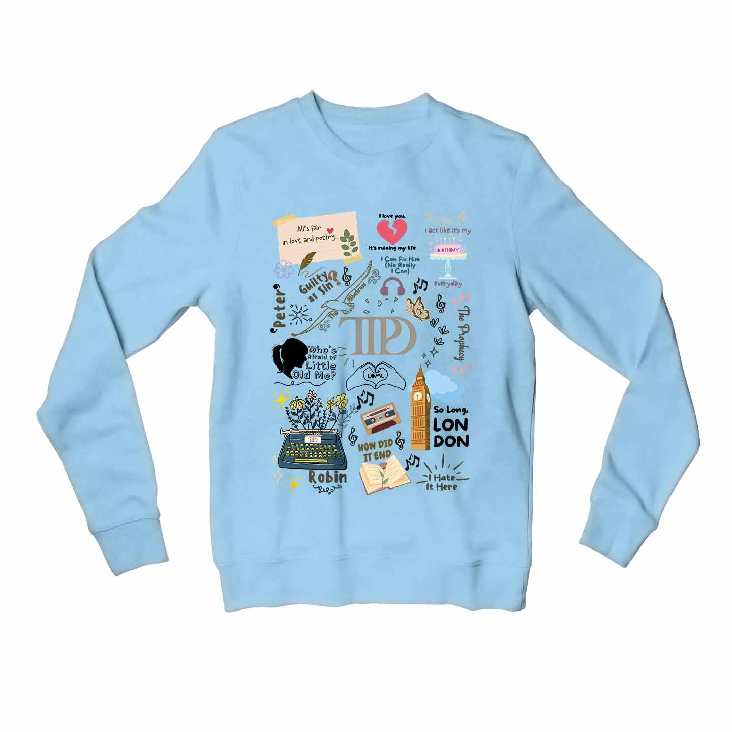 taylor swift a poet's doodle sweatshirt upper winterwear music band buy online united states usa the banyan tee tbt men women girls boys unisex baby blue
