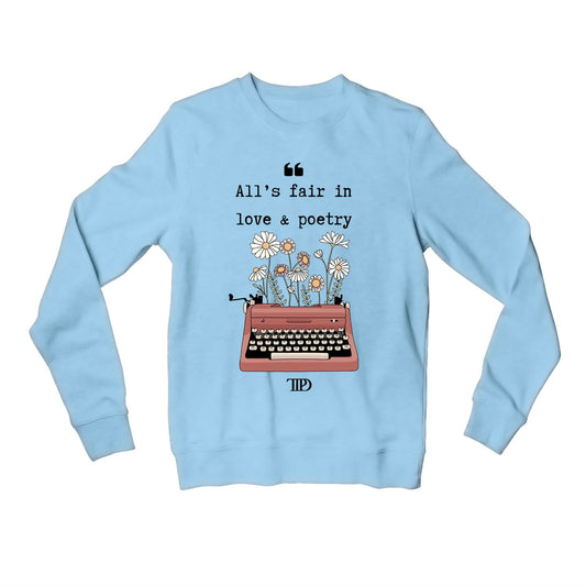 taylor swift love & poetry sweatshirt upper winterwear music band buy online united states usa the banyan tee tbt men women girls boys unisex baby blue