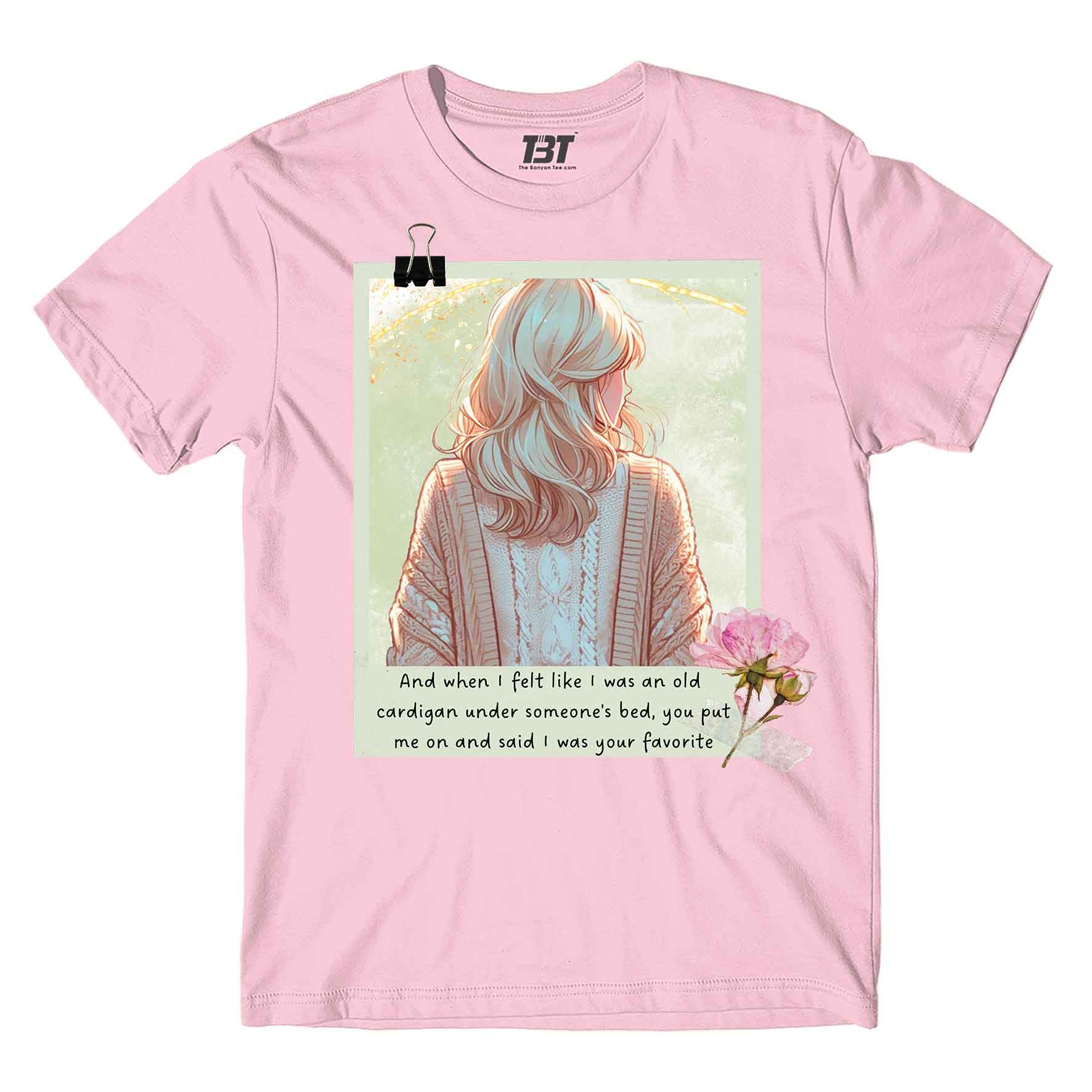 taylor swift old cardigan t-shirt music band buy online united states of america usa the banyan tee tbt men women girls boys unisex baby pink