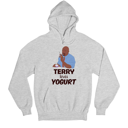 brooklyn nine-nine terry loves yogurt hoodie hooded sweatshirt winterwear buy online united states usa the banyan tee tbt men women girls boys unisex gray detective jake peralta terry charles boyle gina linetti andy samberg merchandise clothing acceessories