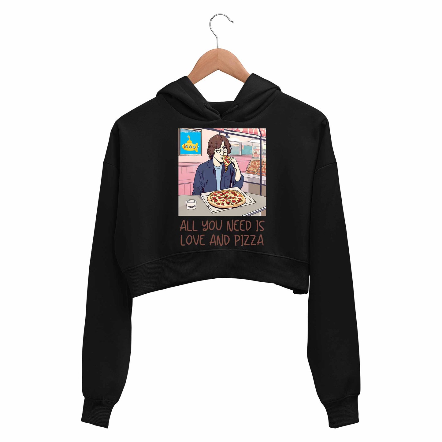 the beatles all you need is pizza crop hoodie hooded sweatshirt upper winterwear music band buy online india the banyan tee tbt men women girls boys unisex black