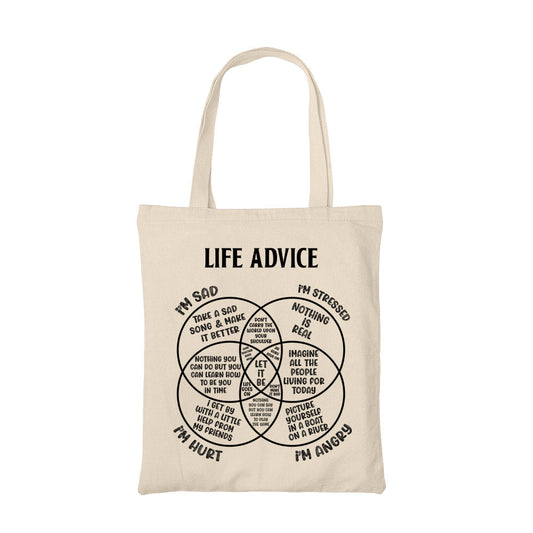 the beatles life advice tote bag hand printed cotton women men unisex