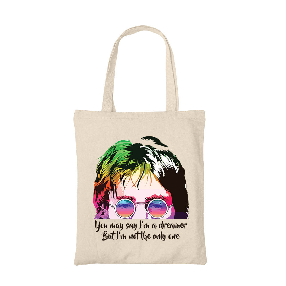 the beatles dreamer tote bag hand printed cotton women men unisex