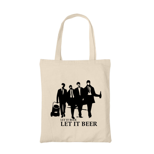 the beatles let it beer tote bag hand printed cotton women men unisex