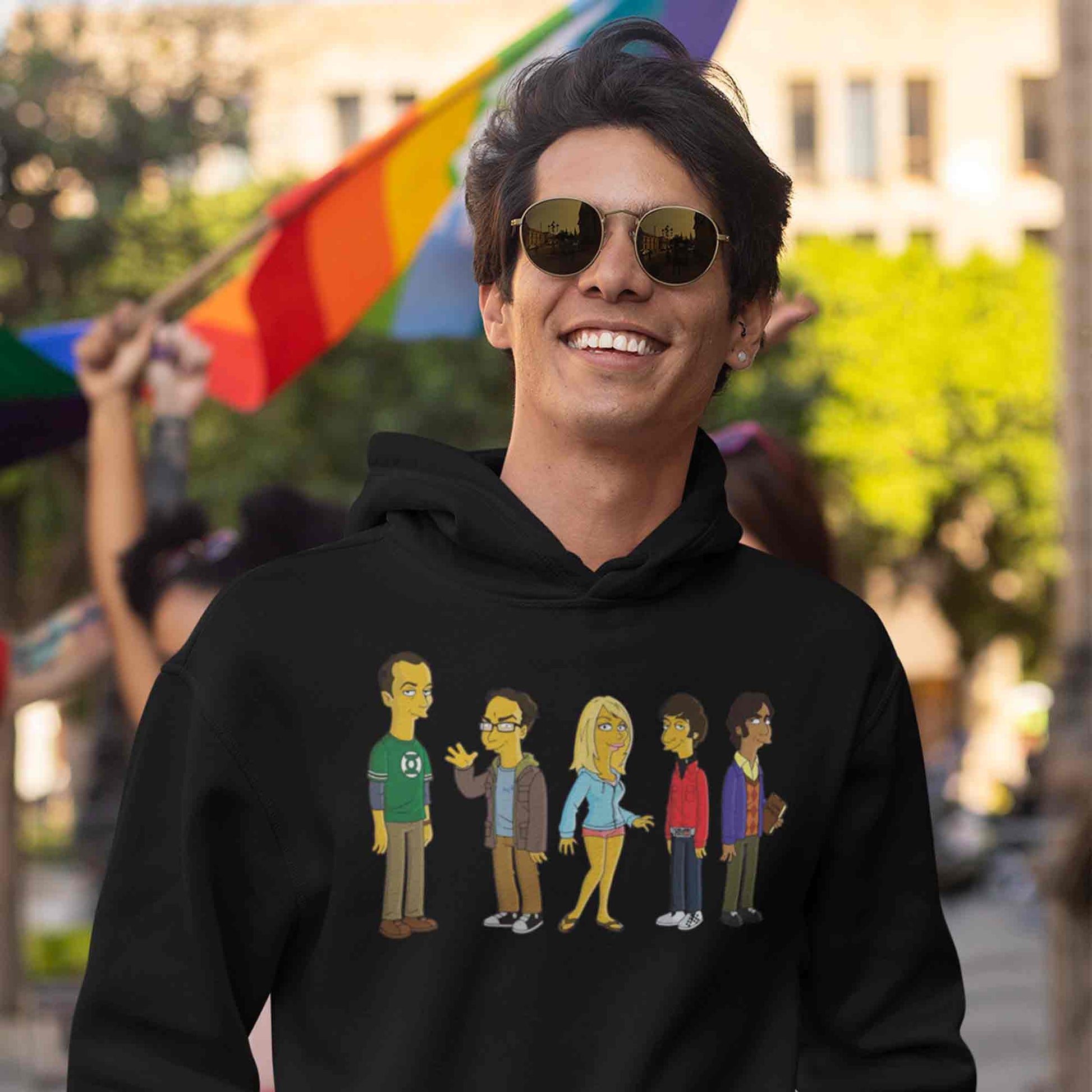 the big bang theory simpsonized hoodie hooded sweatshirt winterwear tv & movies buy online united states usa the banyan tee tbt men women girls boys unisex black