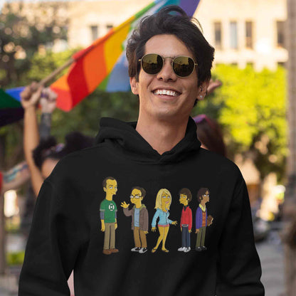 the big bang theory simpsonized hoodie hooded sweatshirt winterwear tv & movies buy online united states usa the banyan tee tbt men women girls boys unisex black