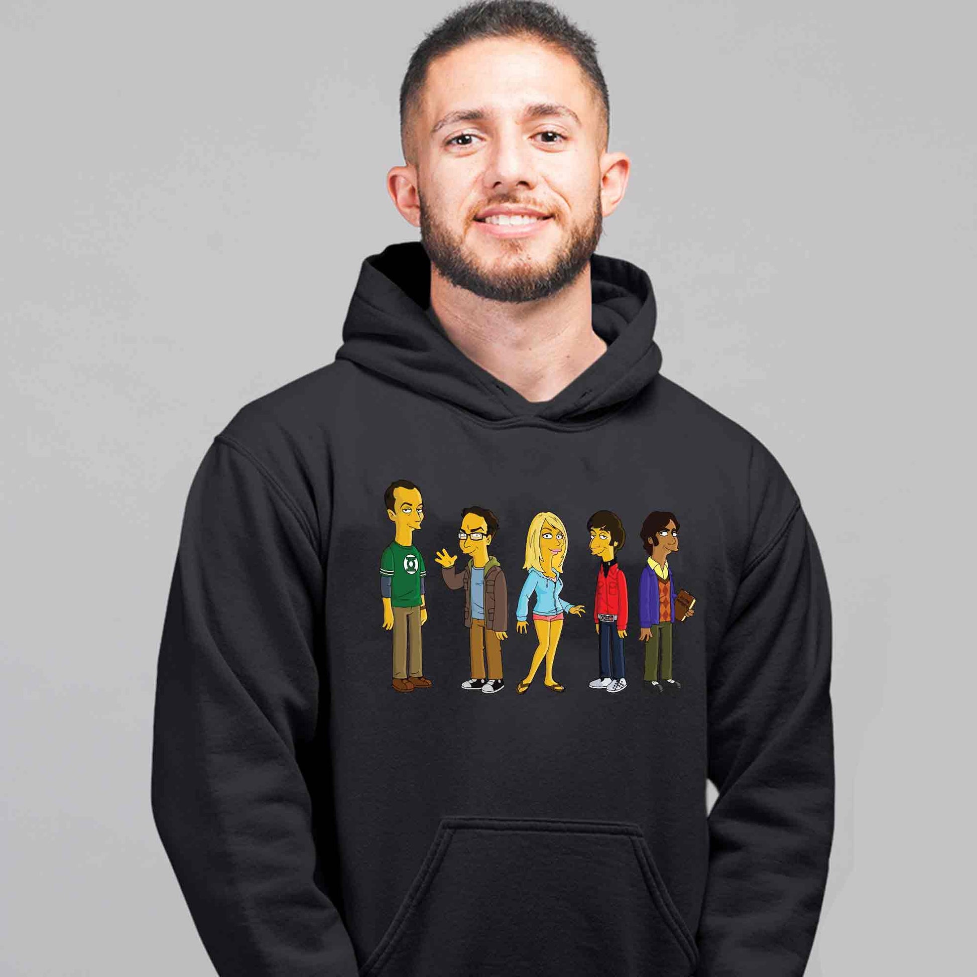 the big bang theory simpsonized hoodie hooded sweatshirt winterwear tv & movies buy online united states of america usa the banyan tee tbt men women girls boys unisex black