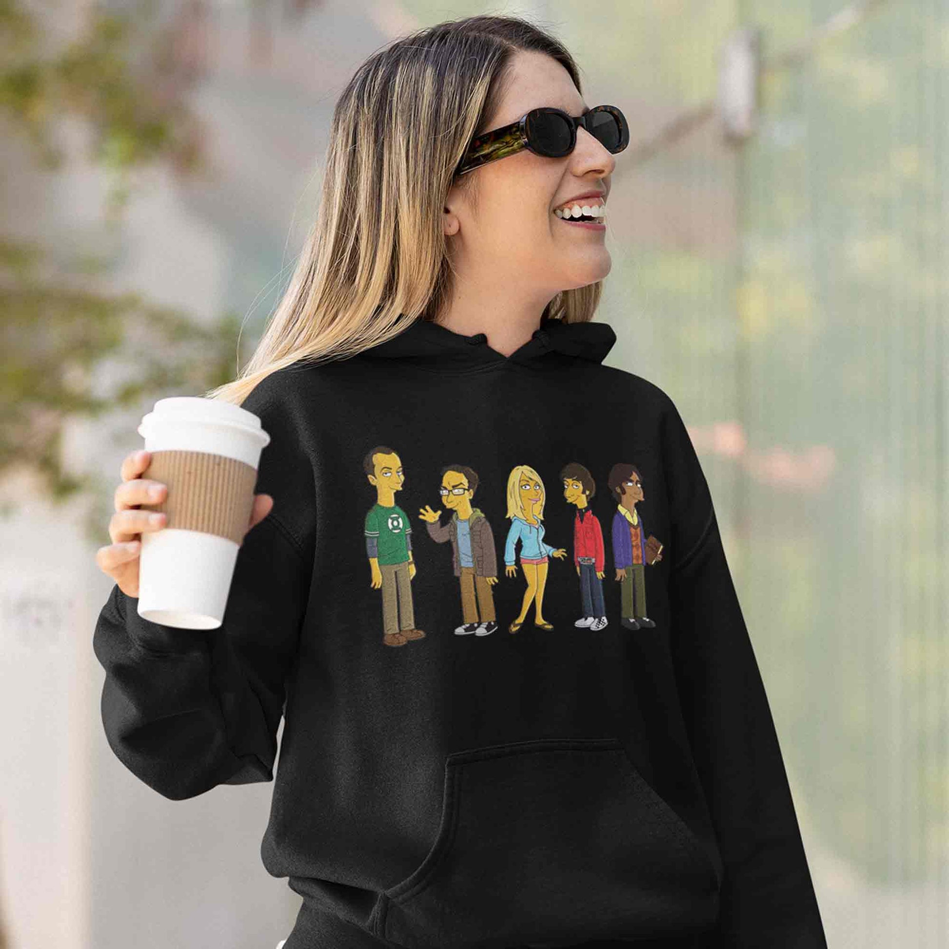 the big bang theory simpsonized hoodie hooded sweatshirt winterwear tv & movies buy online united states of america usa the banyan tee tbt men women girls boys unisex black