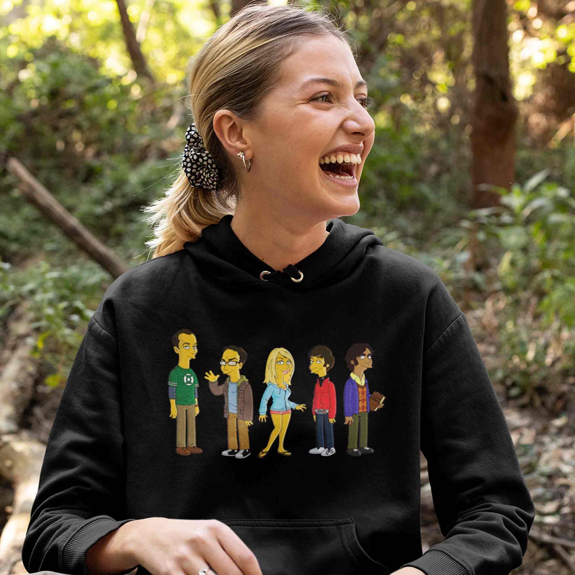 the big bang theory simpsonized hoodie hooded sweatshirt winterwear tv & movies buy online united states usa the banyan tee tbt men women girls boys unisex black
