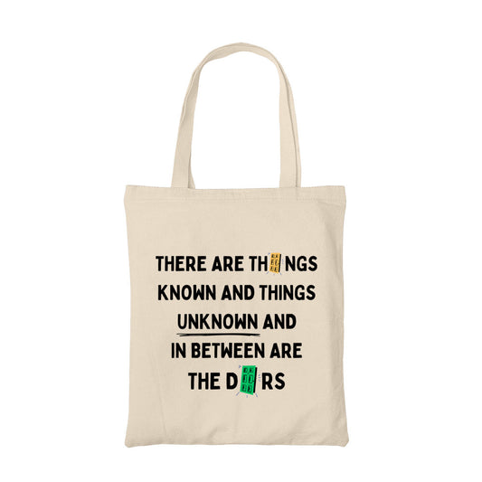 the doors between are the doors tote bag hand printed cotton women men unisex