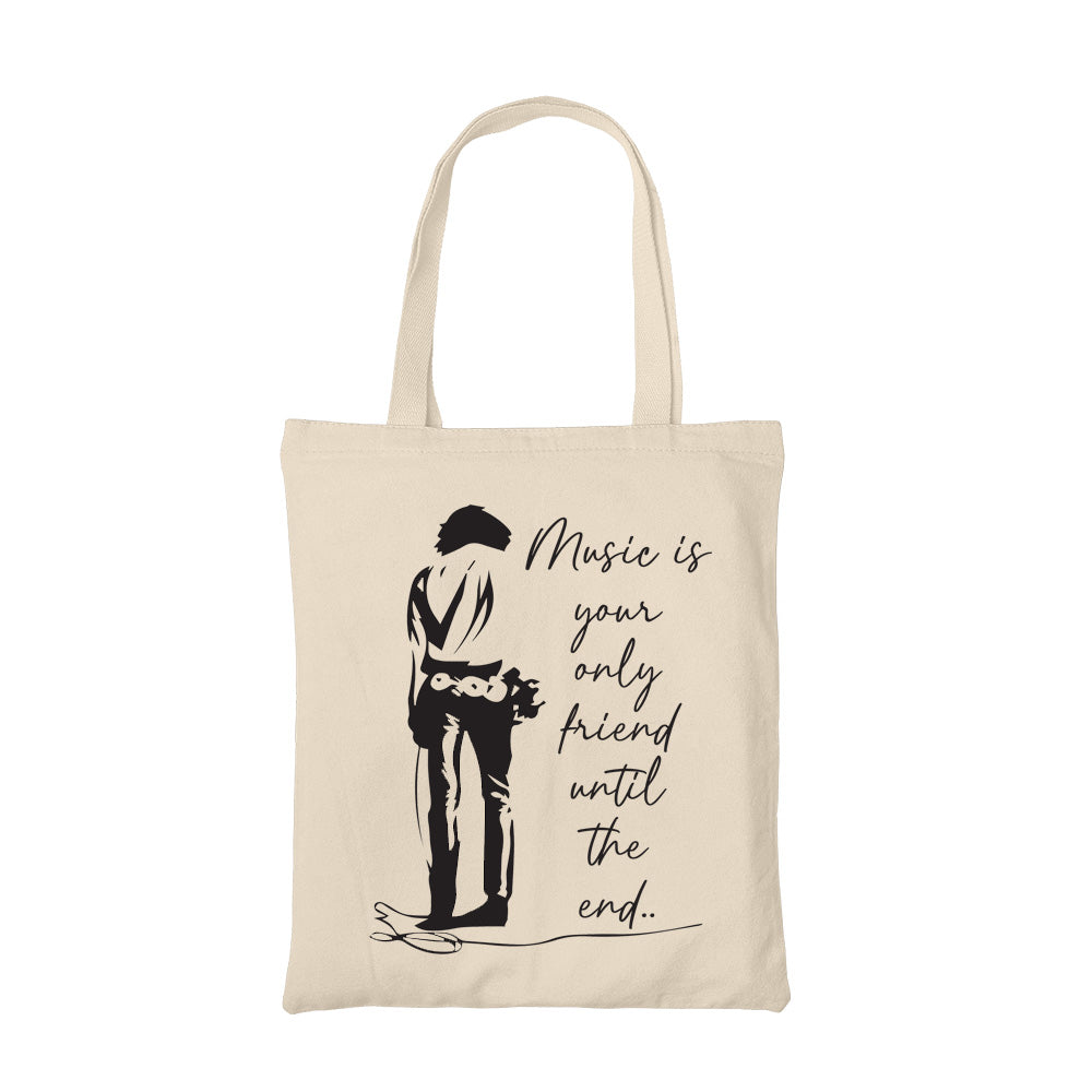 the doors music is your only friend tote bag hand printed cotton women men unisex