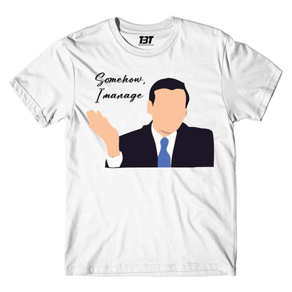 the office somehow i manage t-shirt tv & movies buy online united states of america usa the banyan tee tbt men women girls boys unisex white - michael scott