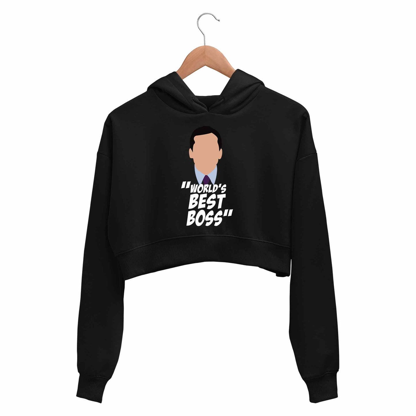 the office world's best boss crop hoodie hooded sweatshirt upper winterwear tv & movies buy online india the banyan tee tbt men women girls boys unisex black - michael scott