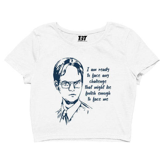 the office dwight crop top tv & movies buy online united states of america usa the banyan tee tbt men women girls boys unisex white - i am ready to face any challenge