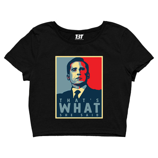 the office that's what she said crop top tv & movies buy online united states of america usa the banyan tee tbt men women girls boys unisex gray - michael scott quote