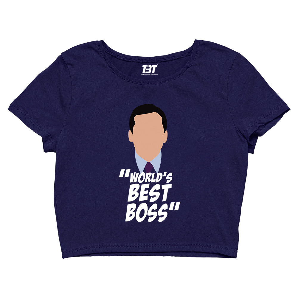 the office world's best boss crop top tv & movies buy online united states of america usa the banyan tee tbt men women girls boys unisex navy - michael scott