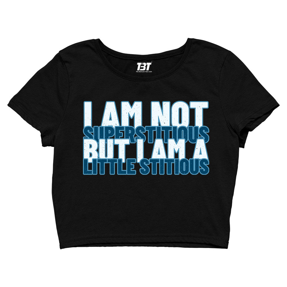 the office i am not superstitious i am a little stitious crop top tv & movies buy online united states of america usa the banyan tee tbt men women girls boys unisex Sky Blue - michael scott quote