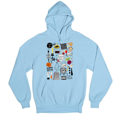 the office dunder doodles hoodie hooded sweatshirt winterwear tv & movies buy online united states usa the banyan tee tbt men women girls boys unisex baby blue