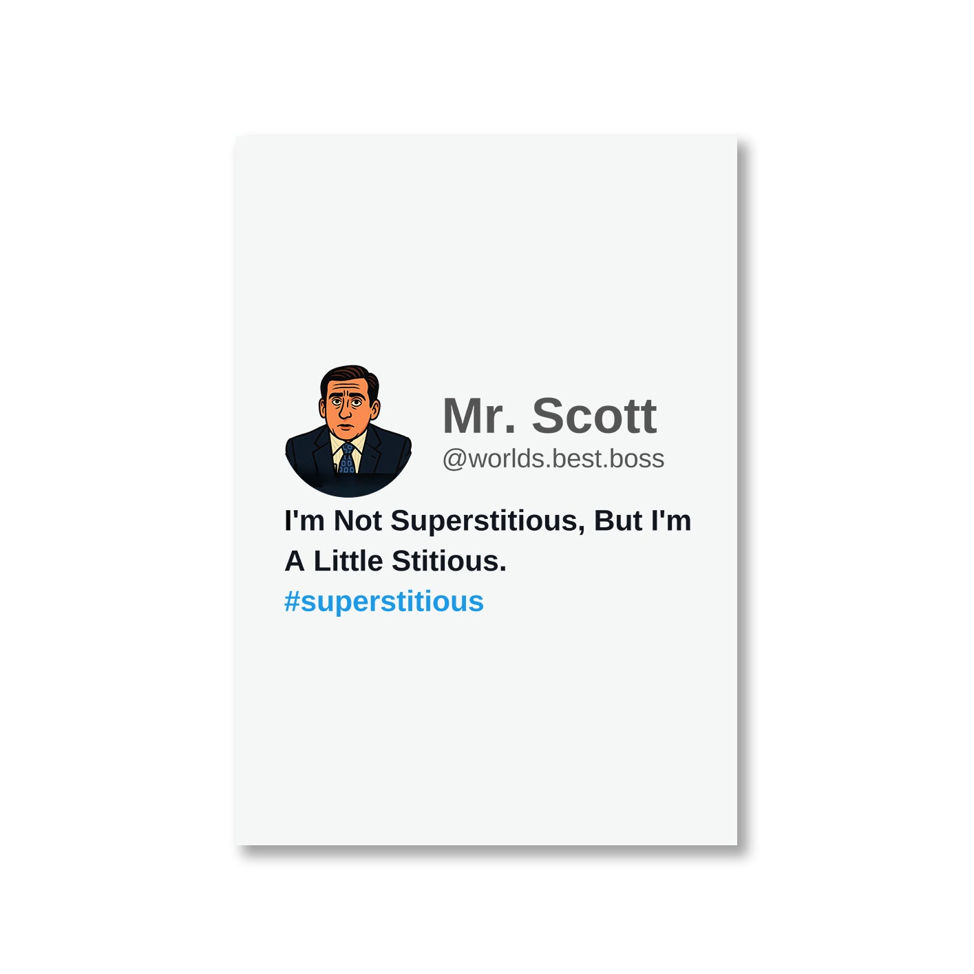 the office i am not superstitious i am a little stitious poster wall art buy online united states of america usa the banyan tee tbt a4 - michael scott quote