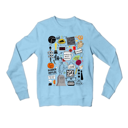 the office dunder doodles sweatshirt upper winterwear tv & movies buy online united states of america usa the banyan tee tbt men women girls boys unisex baby blue 