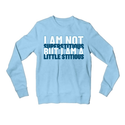 the office i am not superstitious i am a little stitious sweatshirt upper winterwear tv & movies buy online united states of america usa the banyan tee tbt men women girls boys unisex navy - michael scott quote