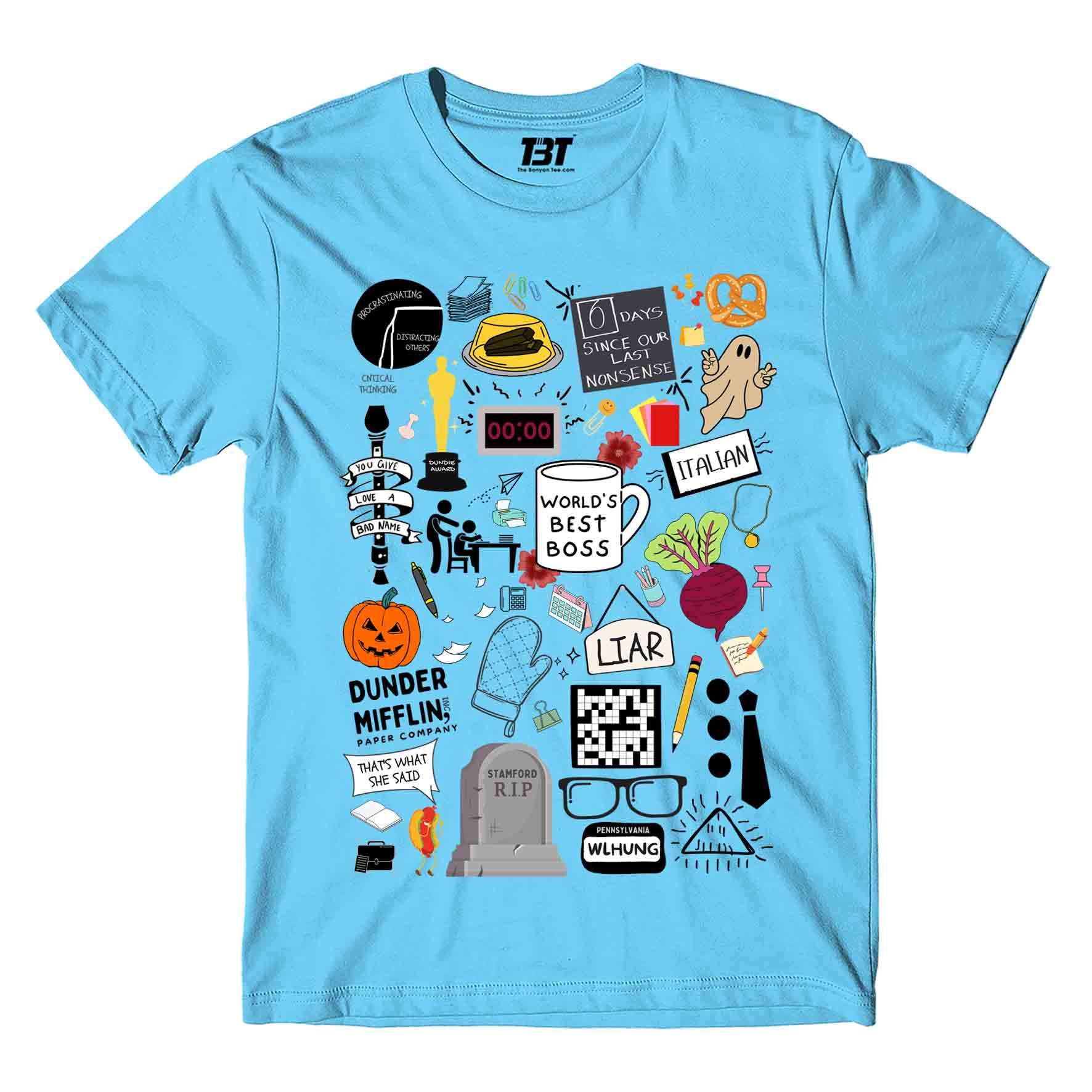 the office dunder doodles t-shirt tv & movies buy online united states of america usa the banyan tee tbt men women girls boys unisex sky blue
