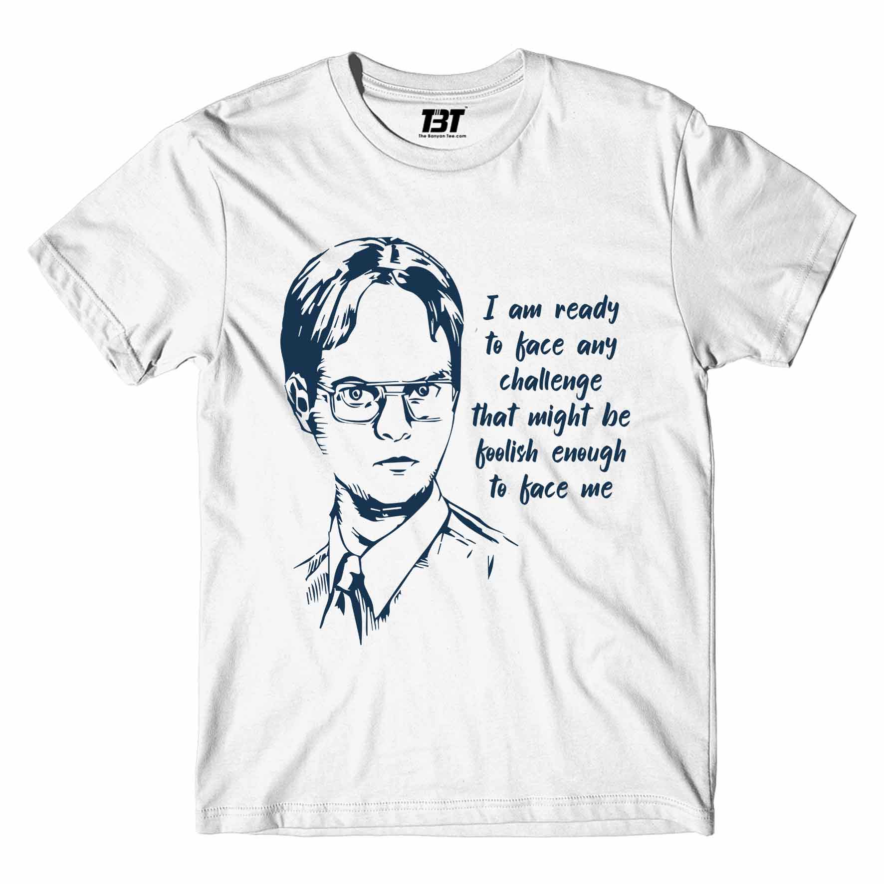 the office dwight t-shirt tv & movies buy online united states of america usa the banyan tee tbt men women girls boys unisex white - i am ready to face any challenge