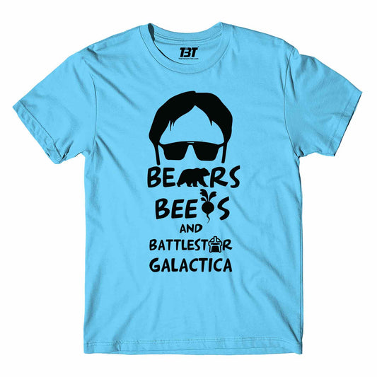 the office bears beets & battlestar galactica t-shirt tv & movies buy online united states of america usa the banyan tee tbt men women girls boys unisex Sky Blue - dwight