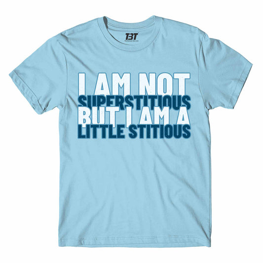 the office i am not superstitious i am a little stitious t-shirt tv & movies buy online united states usa the banyan tee tbt men women girls boys unisex Sky Blue - michael scott quote