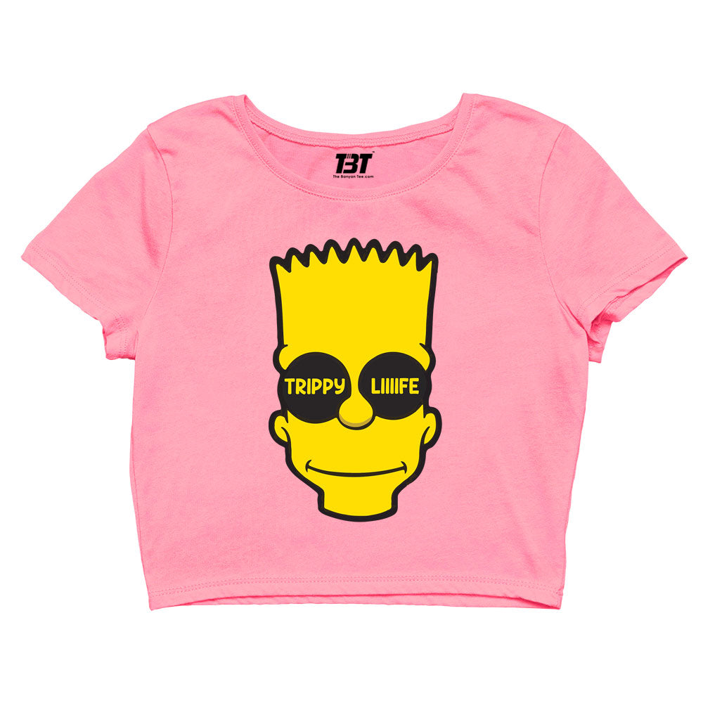 the simpsons trippy life crop top tv & movies buy online united states of america usa the banyan tee tbt men women girls boys unisex Sky Blue - bart simpson