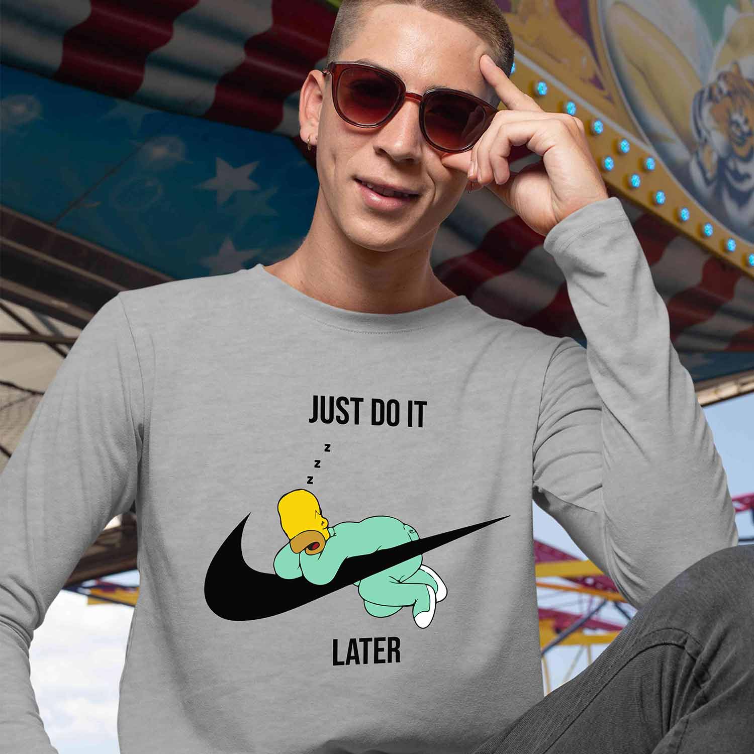 the simpsons just do it later full sleeves long sleeves tv & movies buy online india the banyan tee tbt men women girls boys unisex gray - homer simpson