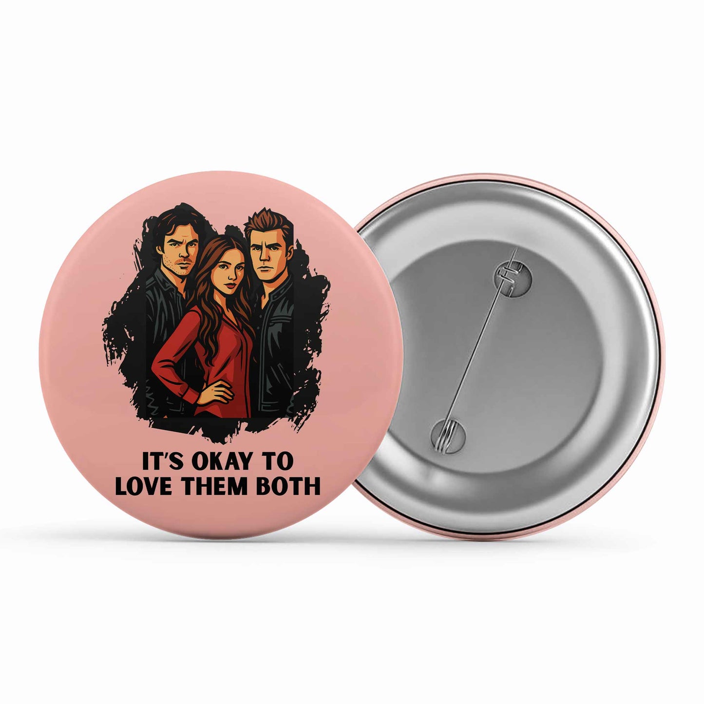 the vampire diaries love them both badge pin button tv & movies buy online india the banyan tee tbt men women girls boys unisex