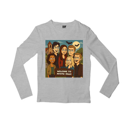 the vampire diaries welcome to mystic falls full sleeves long sleeves tv & movies buy online united states usa the banyan tee tbt men women girls boys unisex gray 