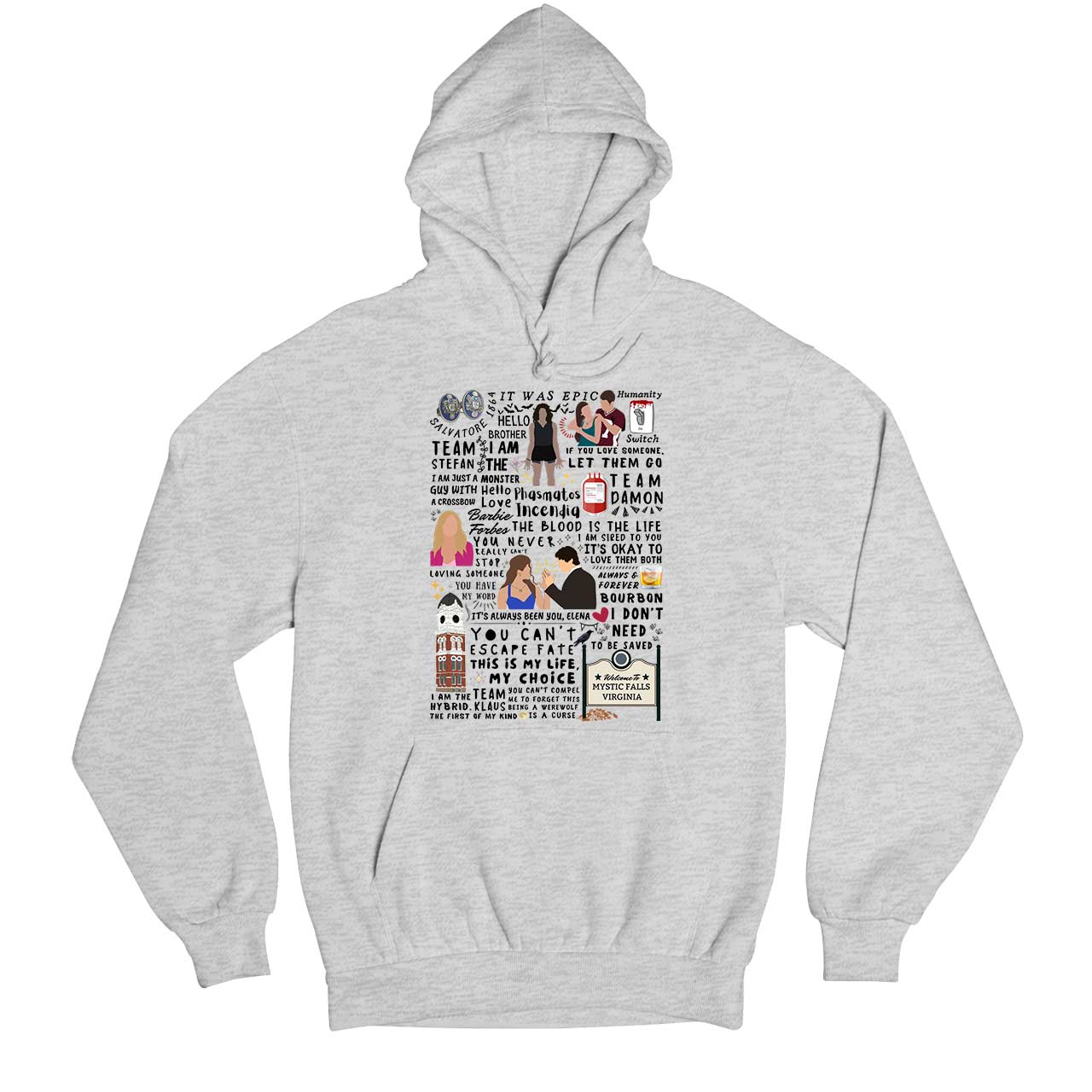 the vampire diaries mystic doodle hoodie hooded sweatshirt winterwear tv & movies buy online united states usa the banyan tee tbt men women girls boys unisex gray